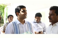 Narachandrababu naidu son naralokesh very busy at amaravati bhoomi pooja