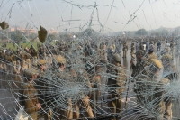 Some buses mirrors broken in the bandh