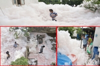 Toxic foam floods the streets of kukatpally s dharani nagar