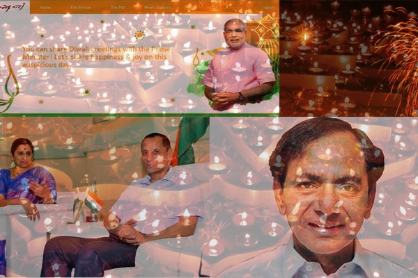 Narendra modi narasimhan and kcr wishes diwali greetings