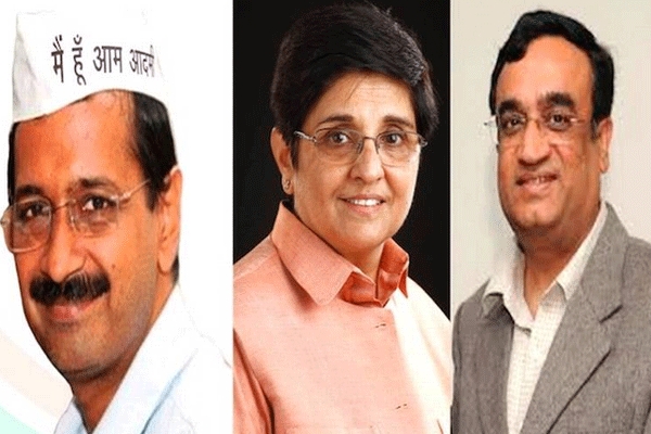 Kejriwal kiran bedi and ajay maken files the nominations