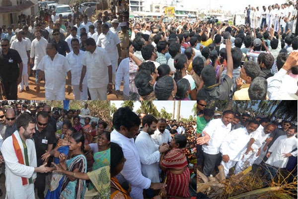 Rahul gandhi visits cyclone effected areas congratulates bjp for winning both state assemblies